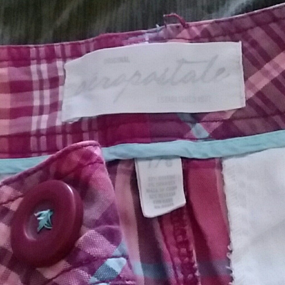 Aeropostale knee shorts plaid pink blue and purple